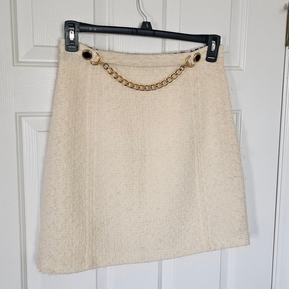Milly cream-colored wool and silk skirt